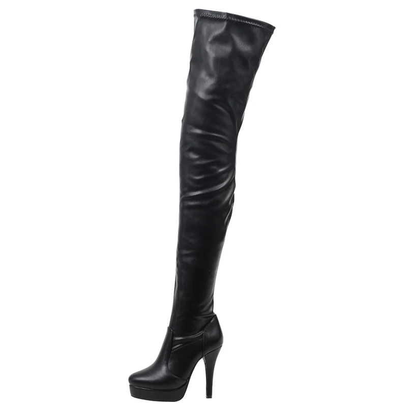 12cm Over The Knee Thigh High Boots,Women Pole Dancing Shoes,Men Cosplay Platform Long Botas,Side Zip,Black,Custom Color