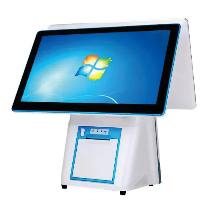 مصنع رائجة البيع 15.6 بوصة الكل في واحد مجموعة شاشة مزدوجة أندرويد اللمس محطة إلكترونية POS للاستخدام التجاري