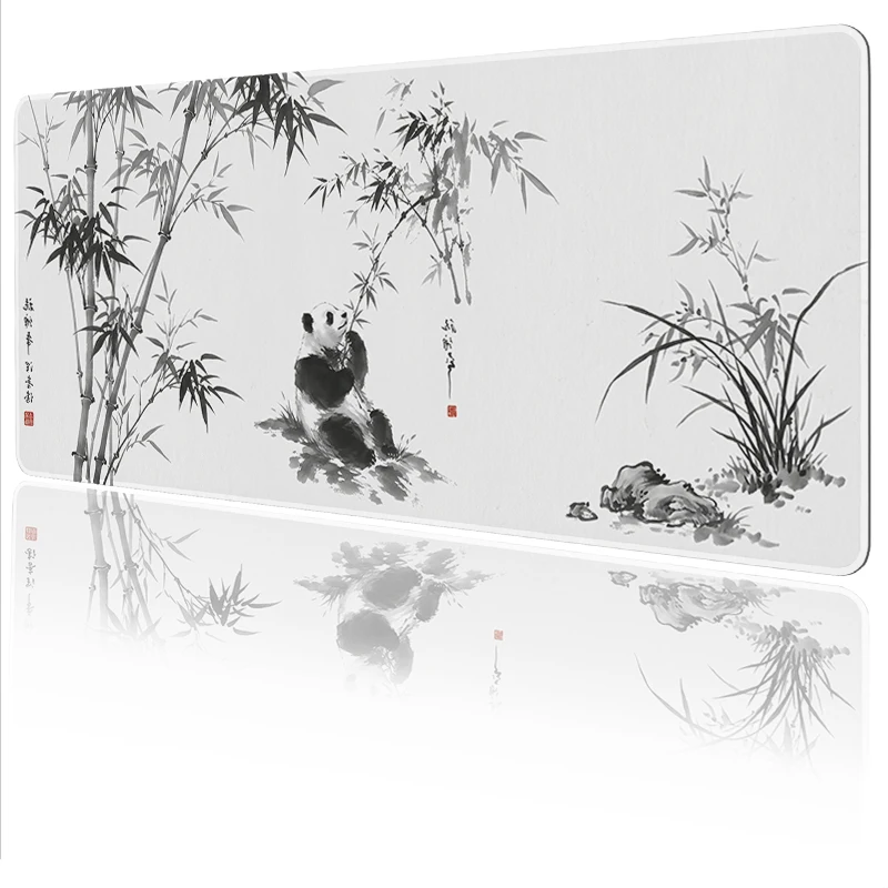 Mouse Pad Panda And Bamboo Ink Landscape Gamer printon demand Mousepad XXL Mechanical Keyboard Pad Soft Desktop Mouse Pad