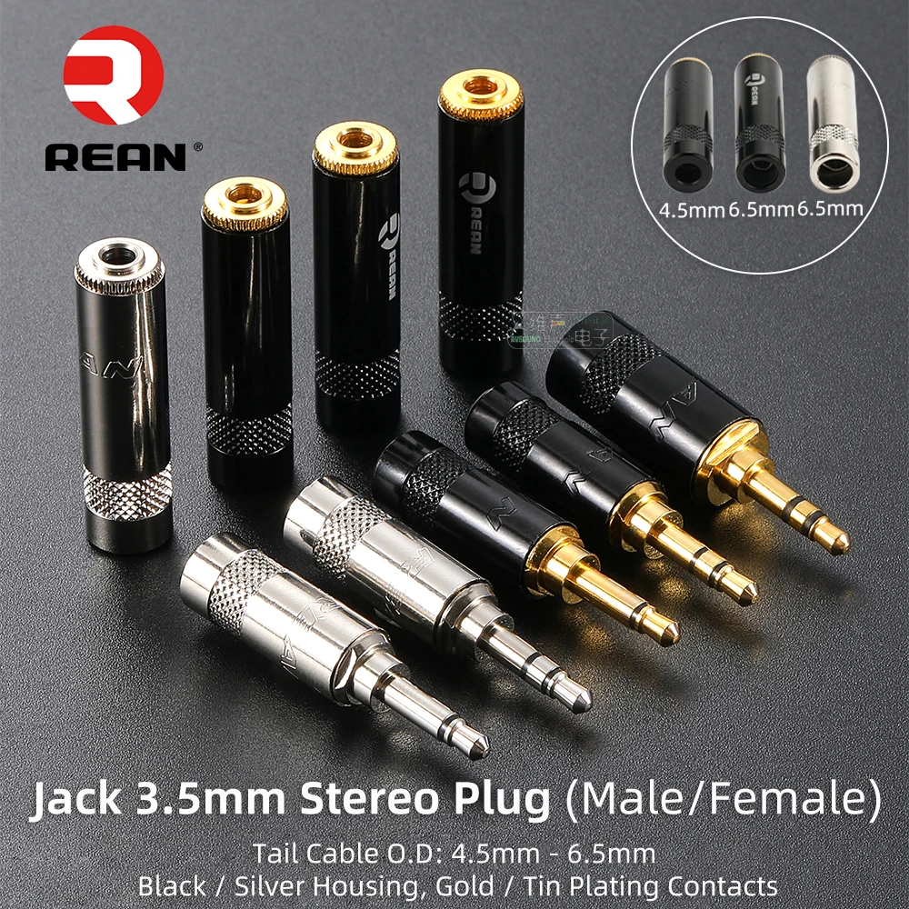 Neutrik's REAN Gold-plated Jack 3.5mm 3 Pole Female Plug 1/8″ Headphone Notebook Microphone Audio Interface Extension Cable Plug