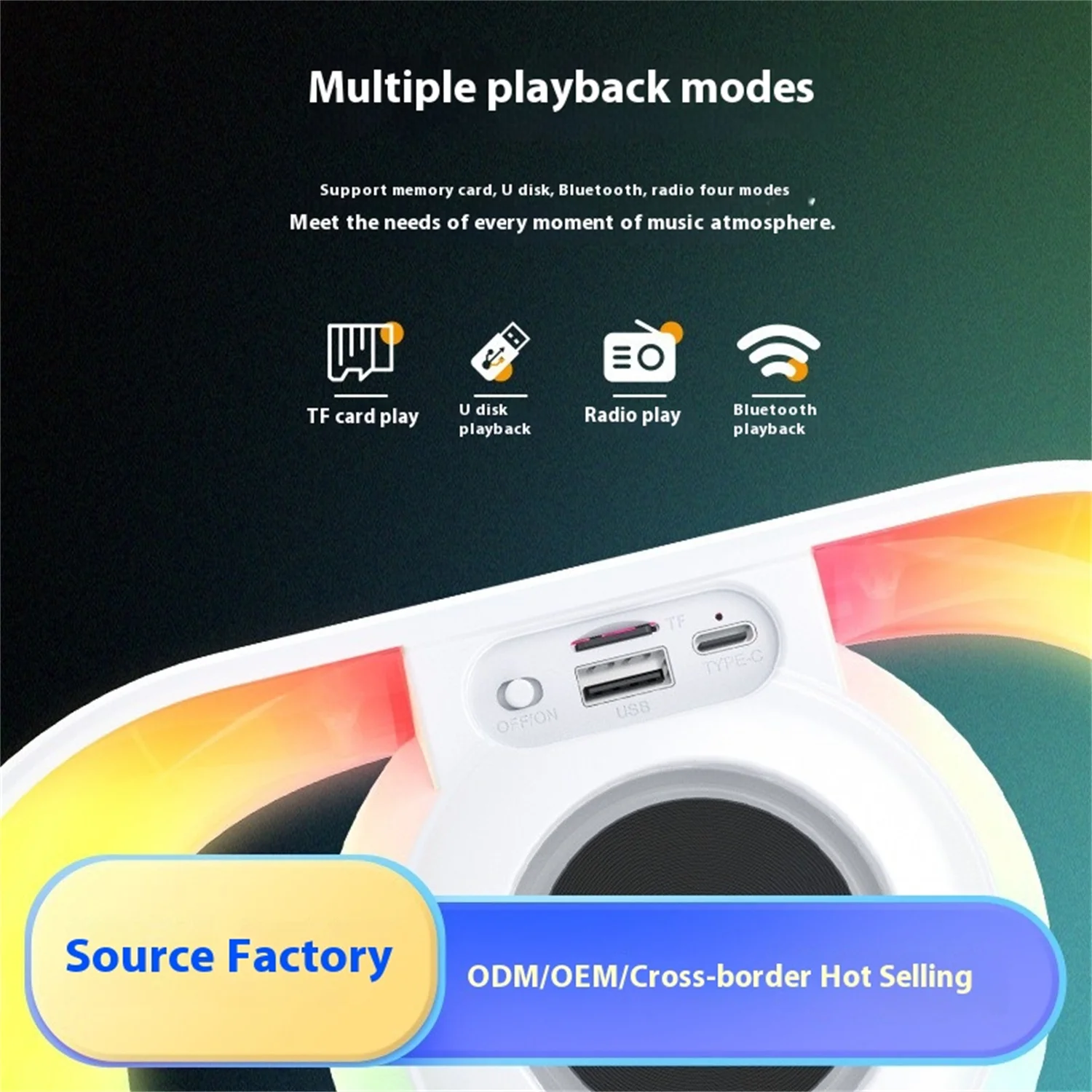 U8 Cool Outdoor Camping Desktop Atmosphere Night Light Bluetooth Speaker, Portable RGB Light Speaker