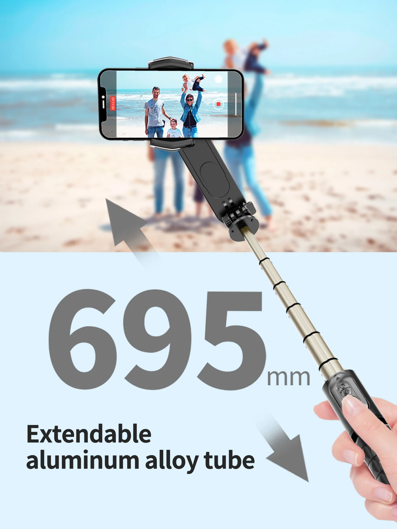 Smartphone Gimbal Stabilizer with light,Portables Selfie Stick with Bluetooth Remote,anti-shake Gimbal for iOS/Android Phone