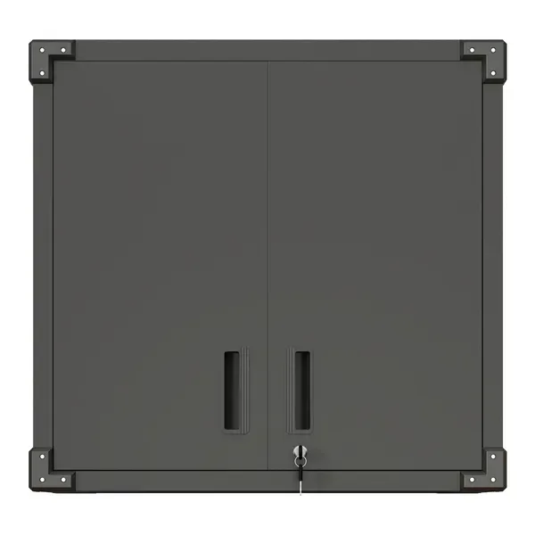 

Металлический настенный шкаф для хранения инструментов с 2 запирающимися дверцами, 1 регулируемой полкой и 1 открытым ящиком для гаража, склада, офиса