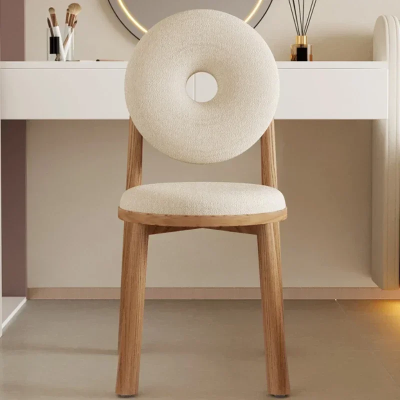 Contemporary Nordic Doughnut Dining Chair Stylish Lamb Velvet Chairs with Backrest Perfect for Home Bedroom Makeup Seating