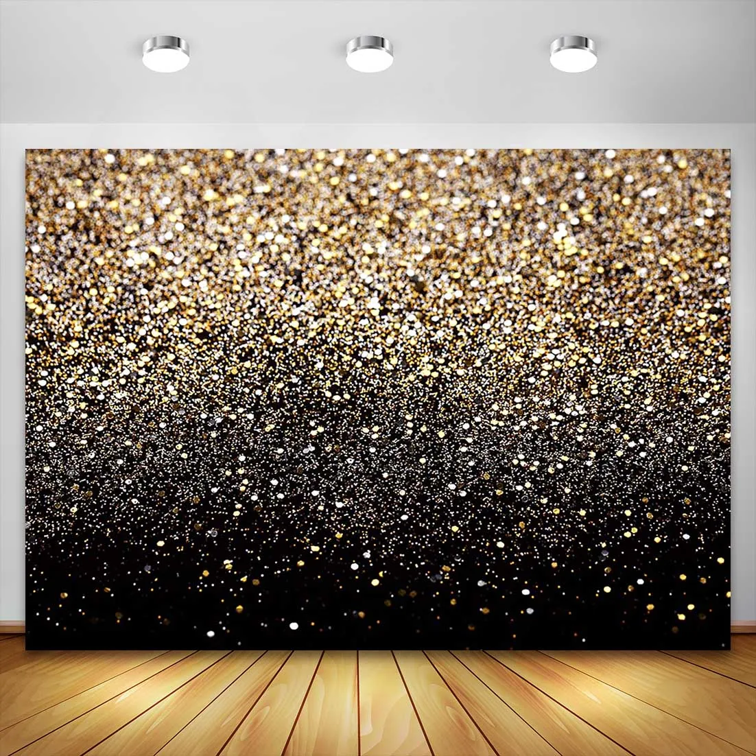 Black Gold Glitters Light Bokeh Birthday Party Photography Backdrop Banner Photographic Decoration Backgrounds For Photo Studio