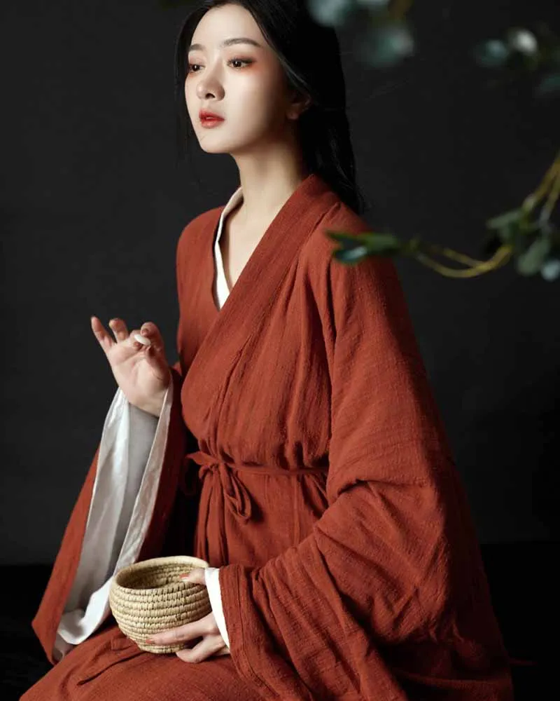 Cotton&Linen Hanfu Dress Women Chinese Traditional Hanfu Set Female Carnival Halloween Cosplay Costume Red Hanfu Dress Women