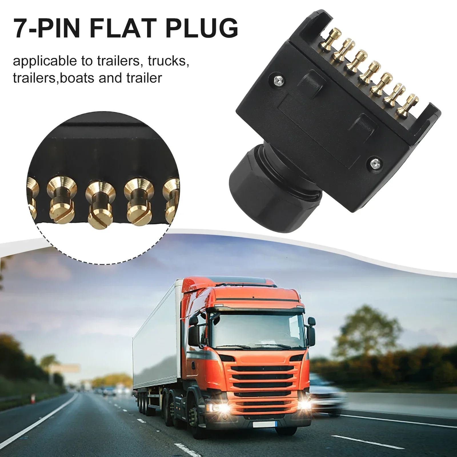 7 Pin Flat Plug Male Connector Australian Standard Boat Caravan Adaptor Connector Plug Socket Flat Trailer Plug Male Socket