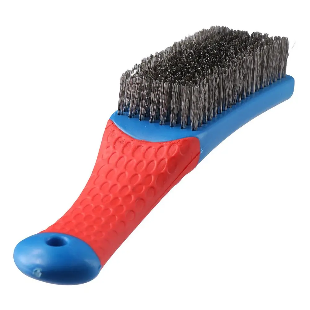 Small Wire Brush Paint Removal Tool Scratch Brushes Durable Silicone Handle Stainless Steel Rust Removal Burnishing Brush