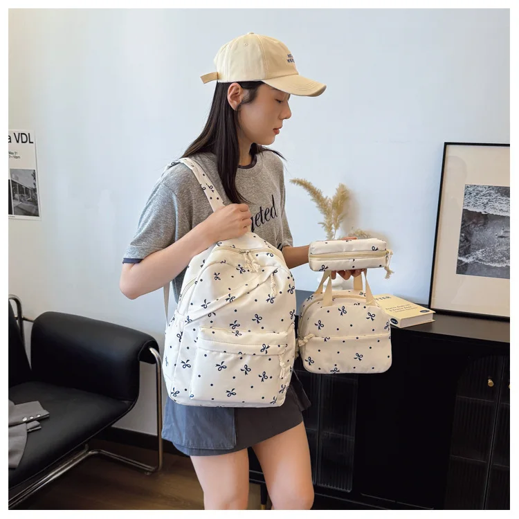 Back to School 3 Piece Floral Backpack Set Lightweight Casual Travel School Bag for Students Girls Women Butterfly Print view 4