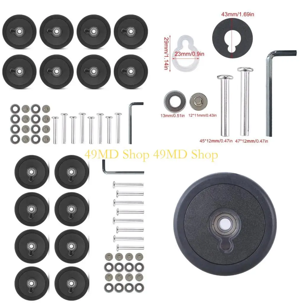 

49MD 8Pcs 55mm Black Luggage Suitcase Double for Damaged Trolley Caster Repair