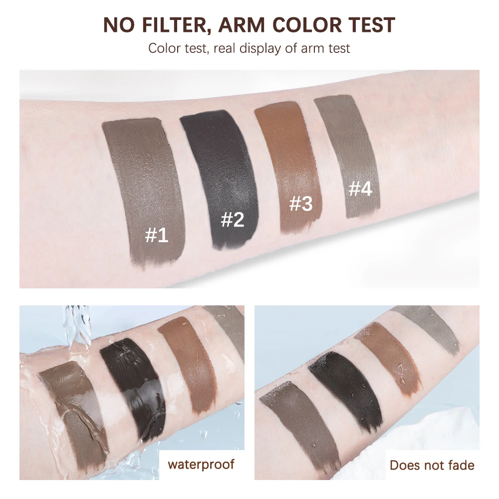 مجموعة جل الحواجب المقاوم للماء، مقاومة للعرق، تدوم طويلاً، تصبغ عالي، مستحضرات تجميل سائلة ملونة بلمسة نهائية طبيعية #6