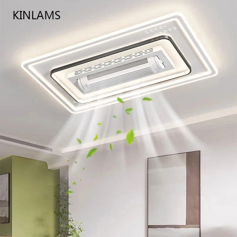 

LED Ceiling Fan Light Invisible Bladeless Remote Control Smart Chandeliers Ceiling Fan Lamp Home Decor Living Room Bedroom Hotel