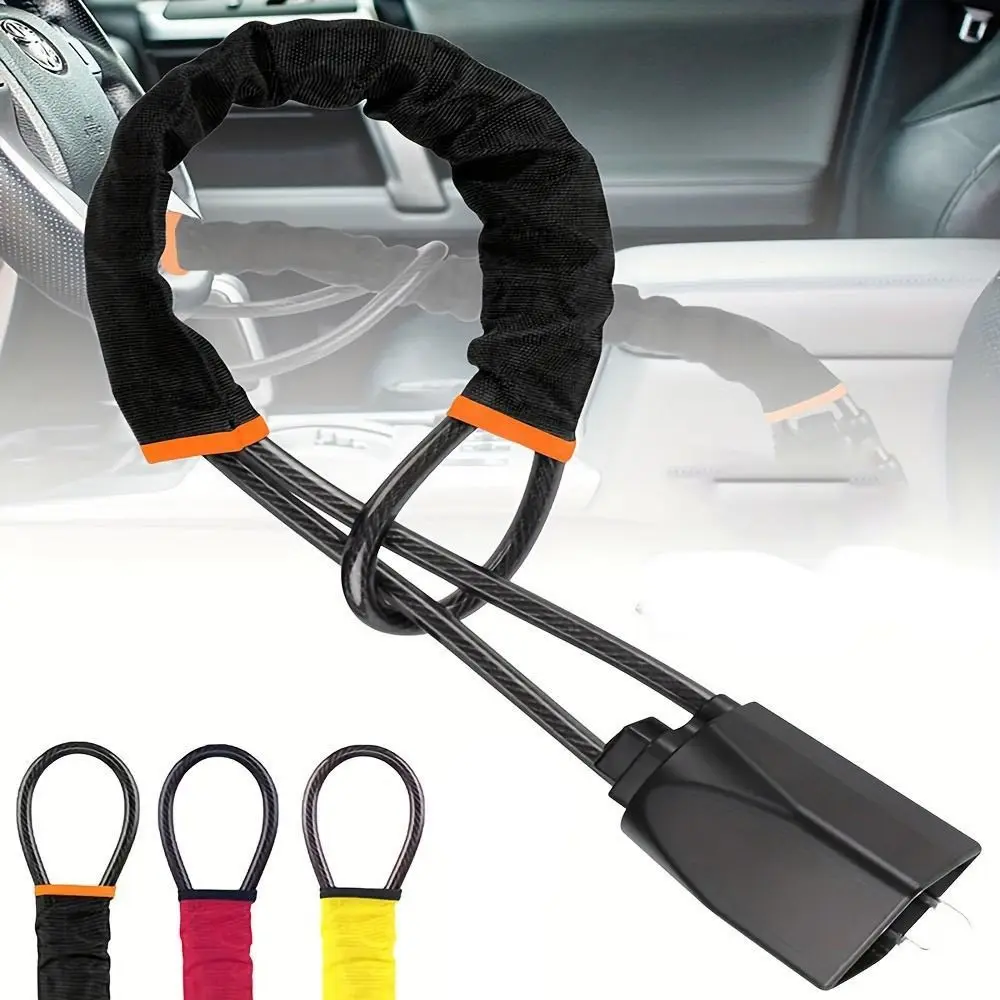 

Sturdy Lock Car Steering Wheel Lock Bold Steel Cable Steel Rope Steering Wheel Lock with 2 Keys Security
