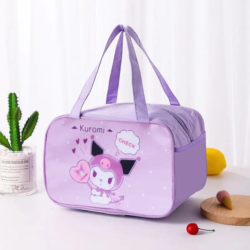 Sanrio Minha Melodia Cinnamoroll Lancheira Bag, Anime dos Desenhos Animados Kawaii, Olá Kitty Kuromi, Saco Impermeável, Bonito Bento Estudante, Presente do miúdo