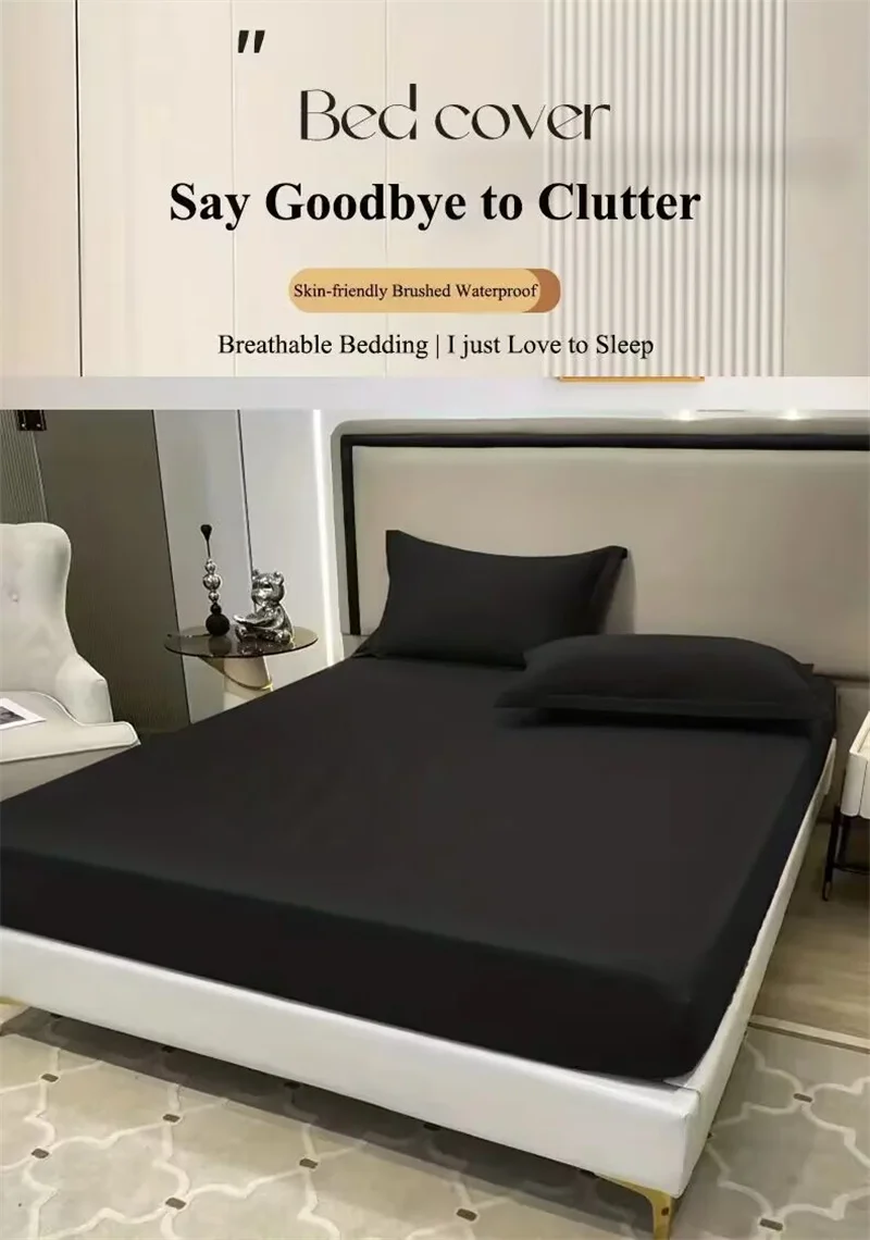 100% Waterproof Mattress Cover Protector Adjustable Non-slip Bed Fitted Sheet With Elastic Band for King Queen 90/140/160/200