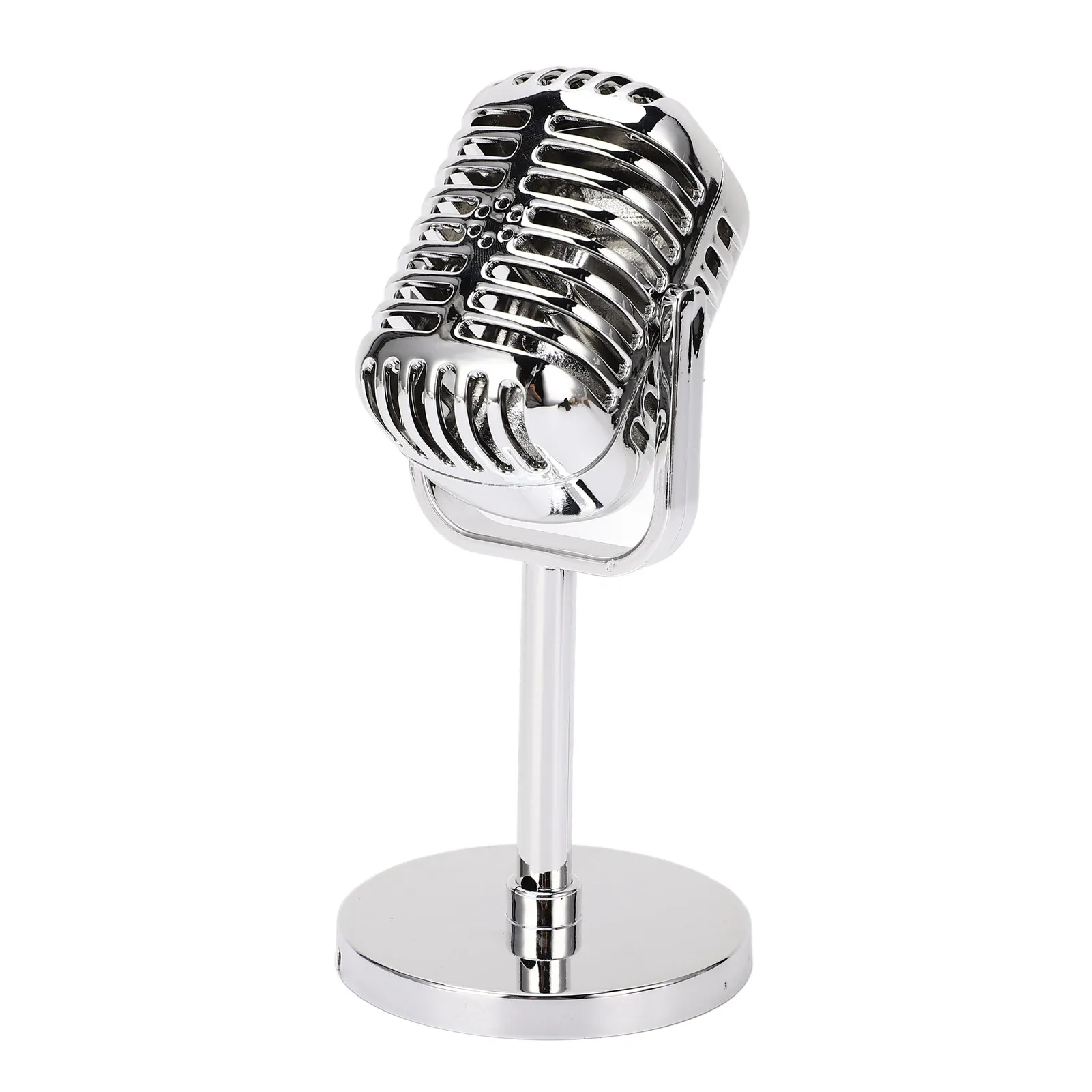 Retro Microphone Props Simulation Classic Fake Vintage Microphone Prop Model for Bar Decoration Electroplated