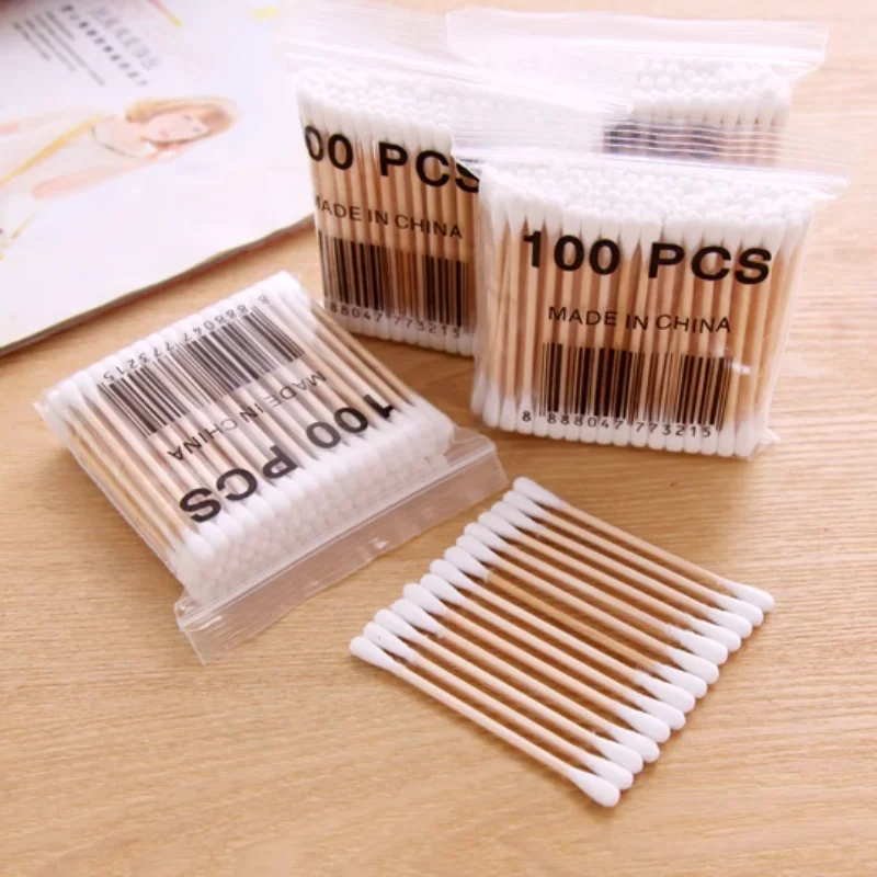 500/1000pcs Cotton Swabs Eyelash Extension Glues Removing Noses Ears Cleaning Tools Disposable Make Up Double Head Micro Brushes