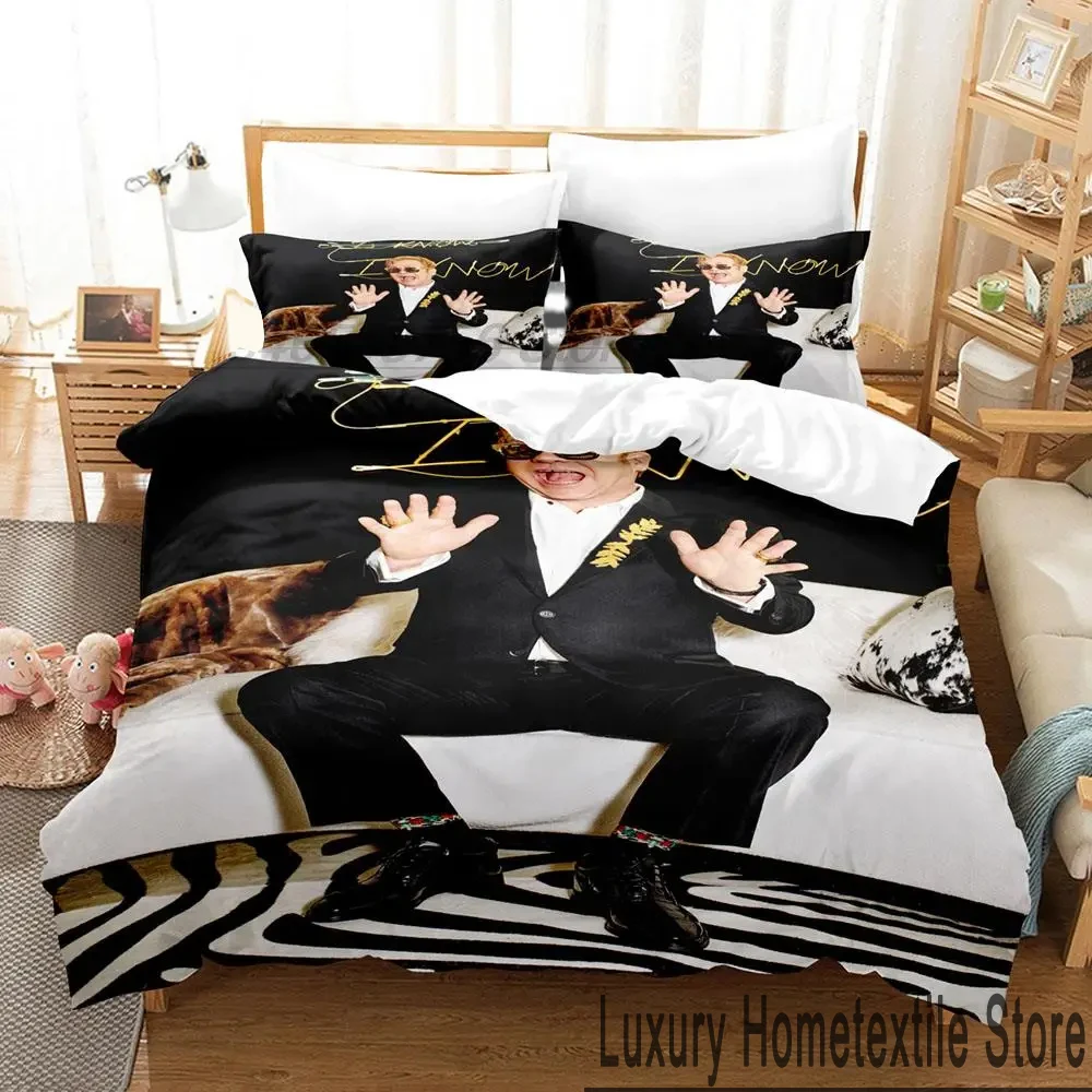 3D Print Popular Elton John Bedding Set,Duvet Cover Bed Set Quilt Cover Pillowcase,King Queen Twin Size Boys Girls Adults