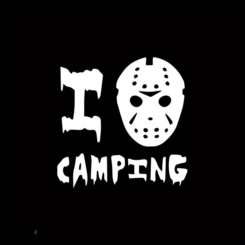 

1PC Scary "I Love Camping" Mask Decal, Ideal for Camper Vans, Backpacks, Bicycles, Notebooks & Camping Equipment
