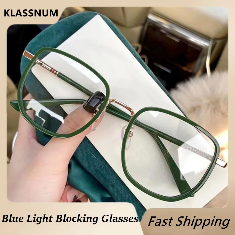 Vintage Square Metal Frame Glasses Women Fashion Optical Myopia Blocking Eyewear Popular Reading Anti-blue Light Eyeglasses