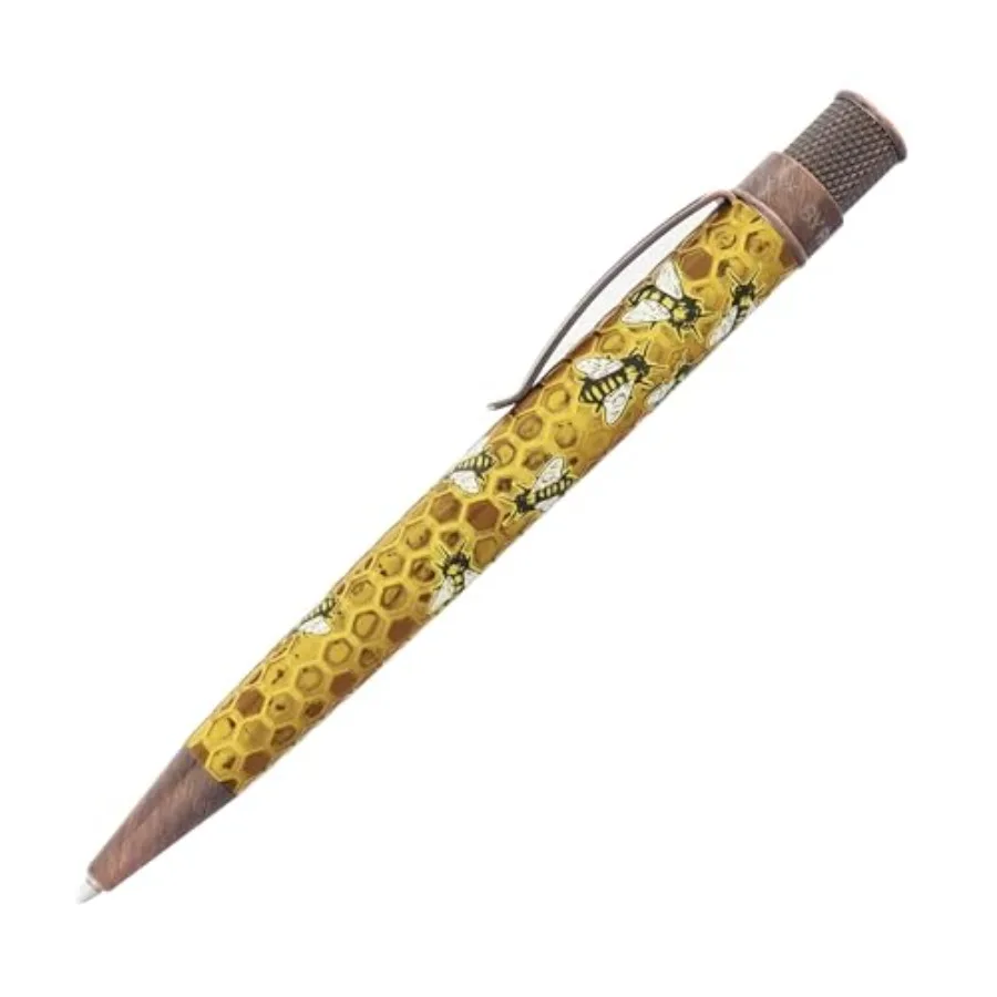 

Retro 1951 Tornado™ Rescue - "Buzz" Honeybee Ballpoint Pen - Acid-etched Honeycomb Design Bee Pen - Proceeds Benefit NW Honey B