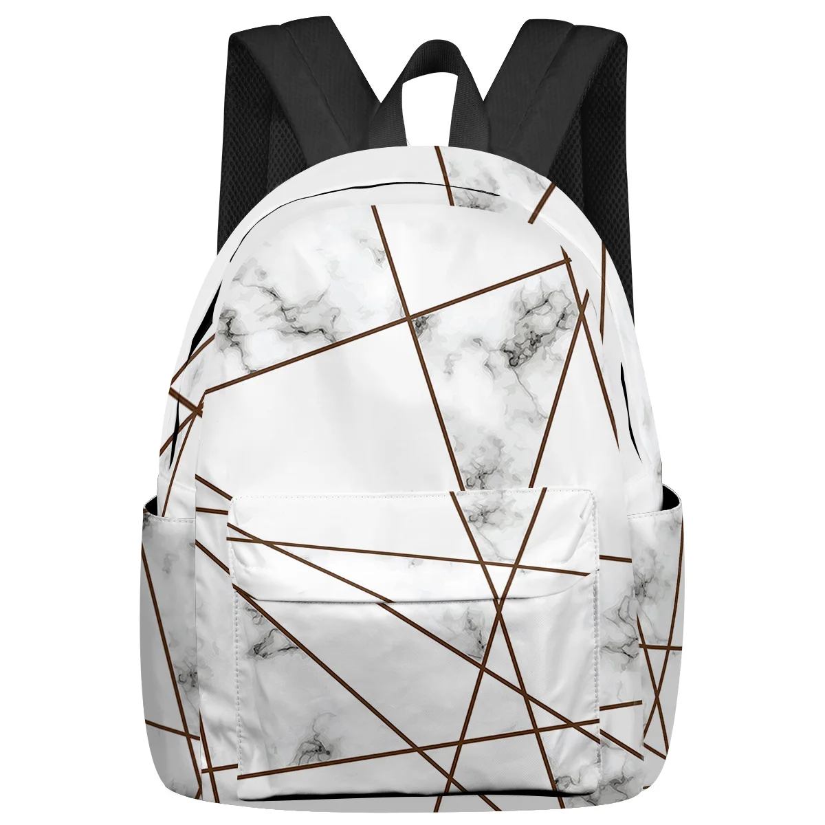 

White Marble Texture Stripes Women Man Backpacks Waterproof Travel School Backpack For Student Boys Girls Laptop Bags Mochilas