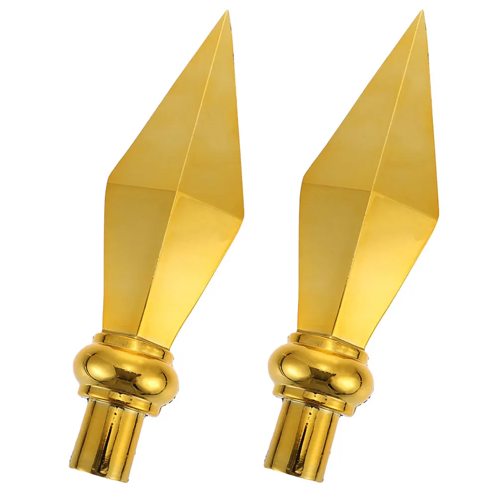 

2 Pcs Golden Flagpole Head Finial Ornament Outdoor Accessories Large Toppers Outdoors Aluminum Mount for House Festival