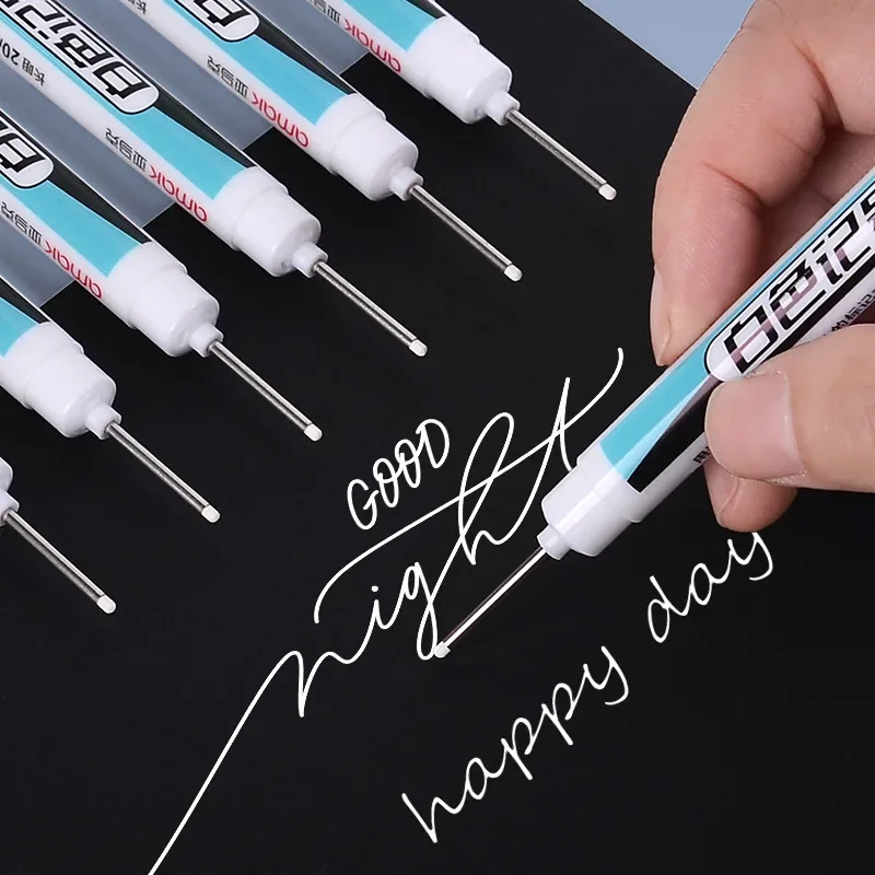White Marker Pens 0.7/1.0/2.5mm Waterproof Oily Permanent Paint Pen Markers for Wood Rock Plastic Leather Glass Metal Ceramic image 6