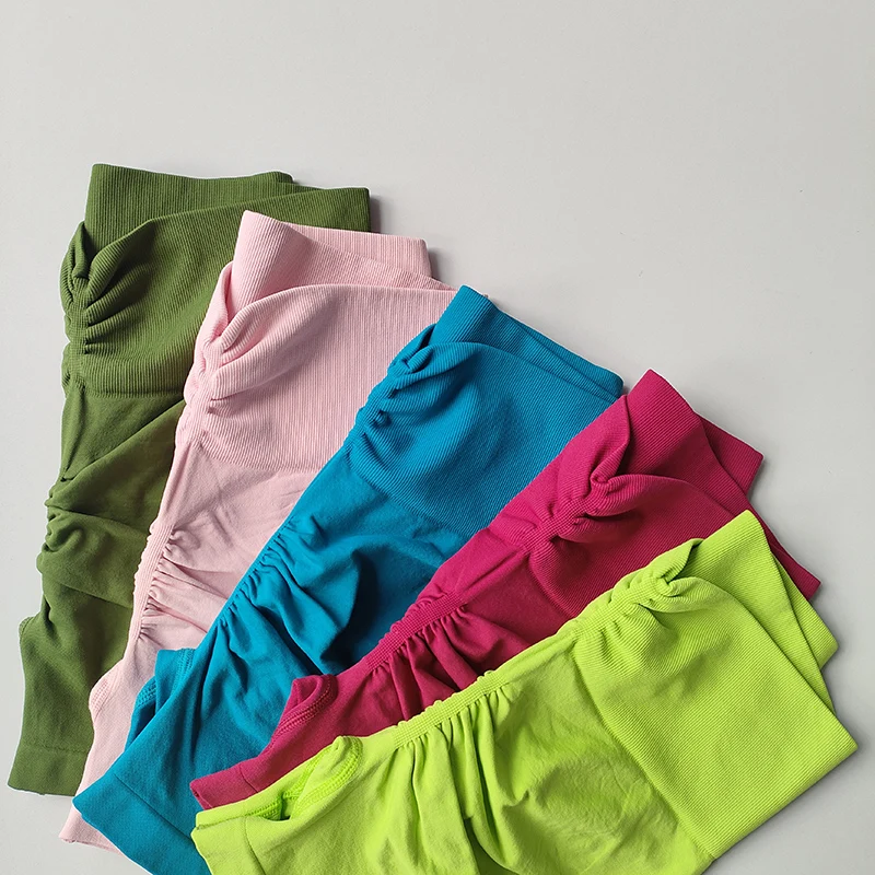 Pfirsichfarbene Fitness-Shorts für Damen, Sport-Shorts zur Po- und Hüftstraffung, Yoga-Shorts mit hoher Taille und hohem Bauchkomfort, hochelastische Leggings – Detail 20