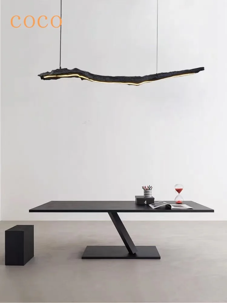 

Nordic Personality Creative Strip Light Black Restaurant Wabi-sabi Chandelier Office Bedroom Cafe Exhibition Hall Chandelier