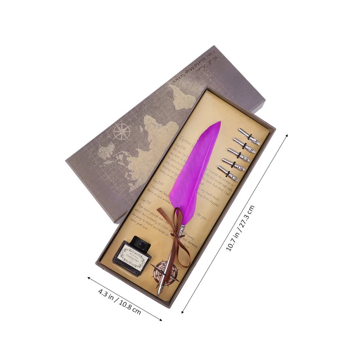 

1 Set Retro Pen Classic Beautiful Decor Pen Gift with A Box of Ink for Office Store (Purple)
