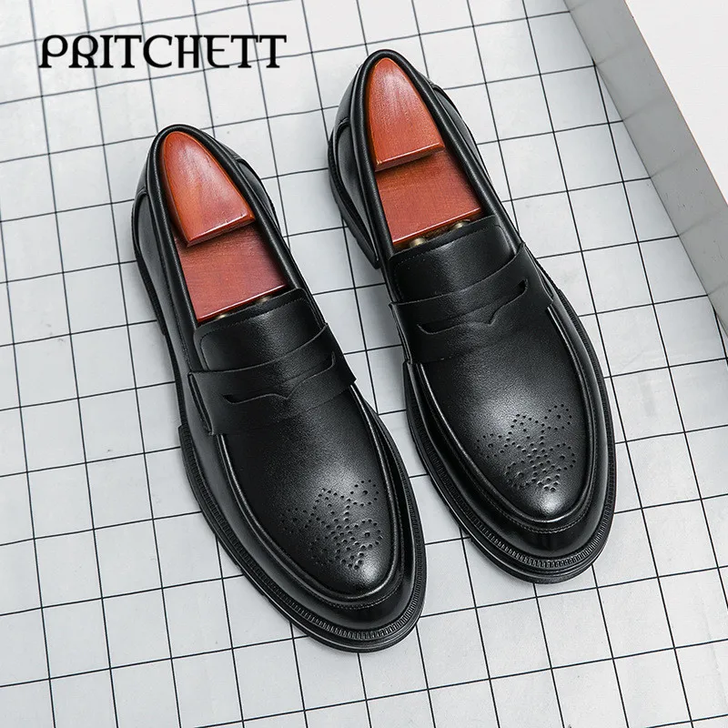 Fashion Business Formal Leather Shoes Large Size New Trend Slip-On Loafers Men's Casual Slip-On Personalized Leather Shoes