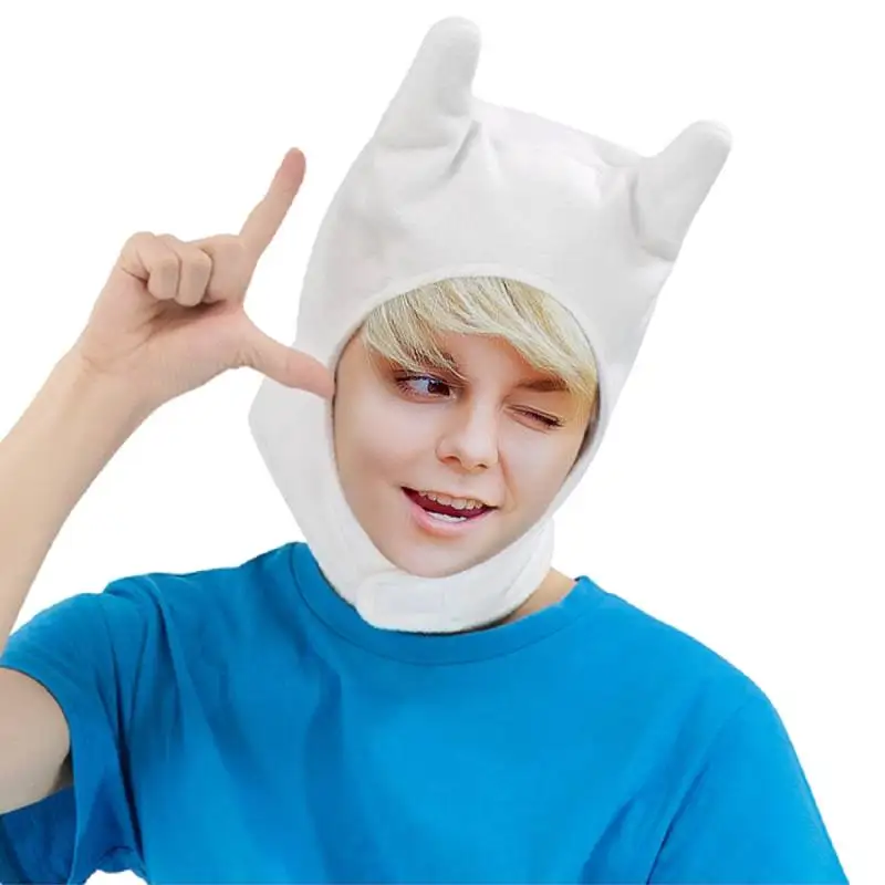 DAZCOS Kids Cute Game Finn Mens Anime Cosplay Hat Backpack White Bunny Ears for Easter Day Costume Halloween Accessory
