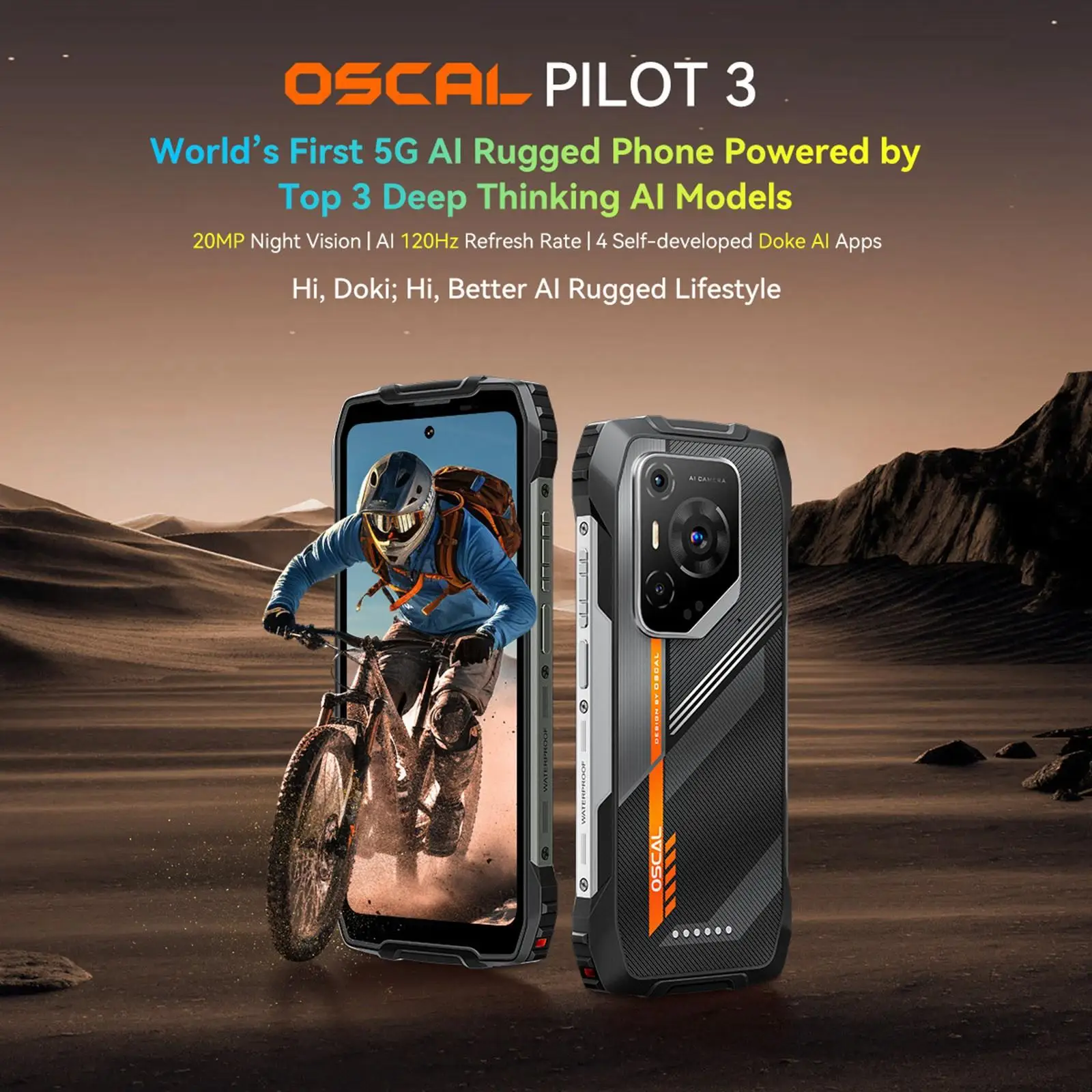 Blackview Oscal Pilot 3 Rugged Smartphone 5G 6.5'' 120Hz 12GB 256GB Night Vision Camera 50MP 7500mAh 33W  Android 15 NFC