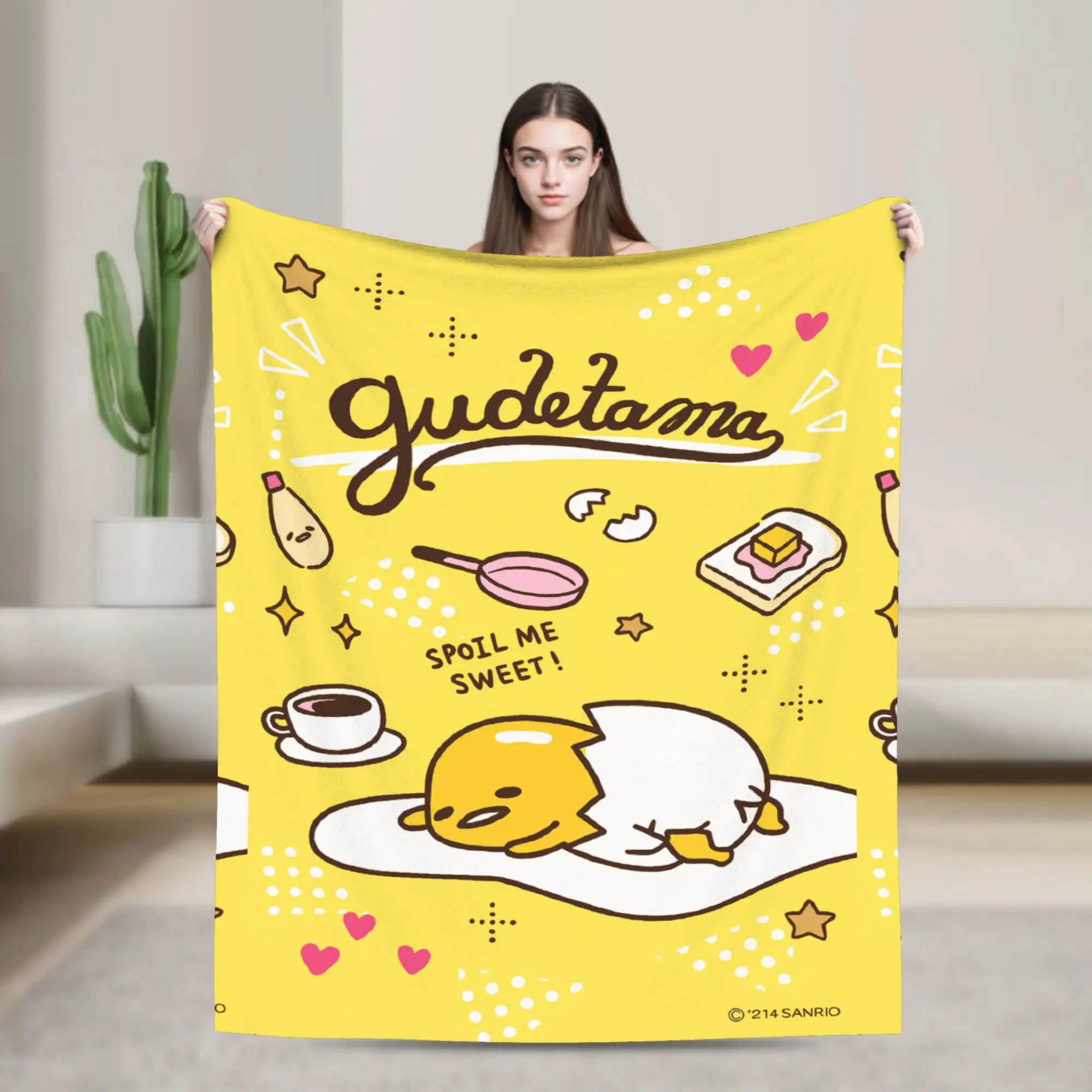 

Gudetama Cute Egg Cartoon Blankets Flannel Textile Decor Portable Lightweight Throw Blankets for Bed Couch Plush Thin Quilt