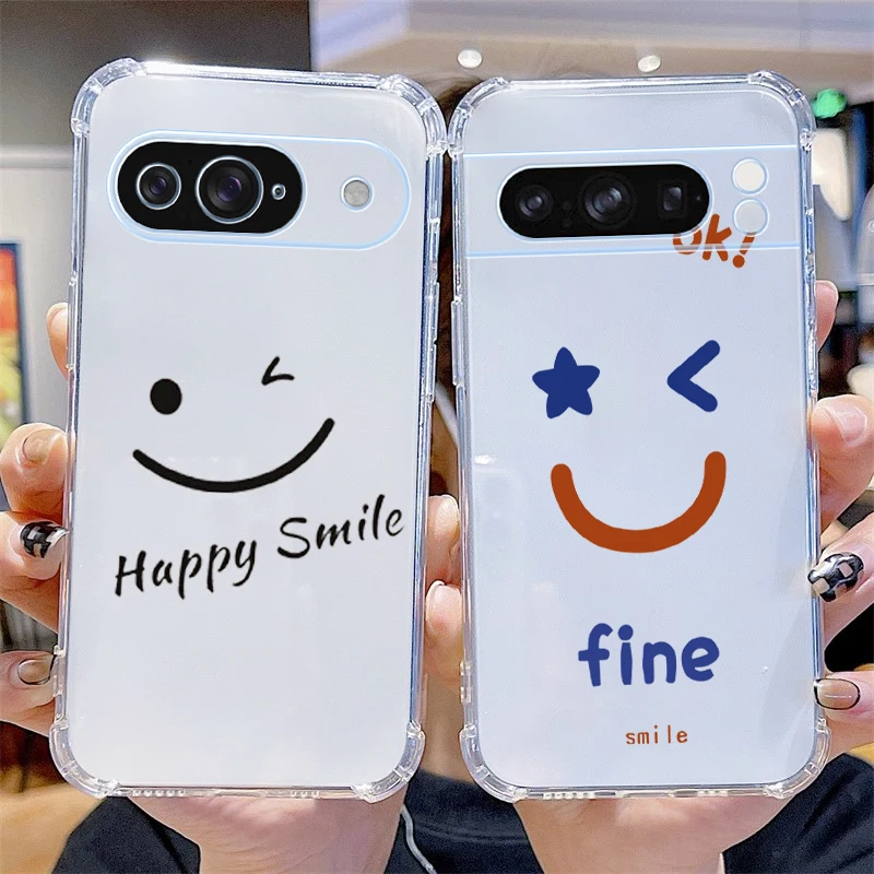 Przezroczyste etui na telefon P ixel 8 Pro Happy Expression dla Google Pixel 9 8A 8 6Pro 7A 7Pro 9Pro 8Pro 9ProXL 6A 7 6 Cover