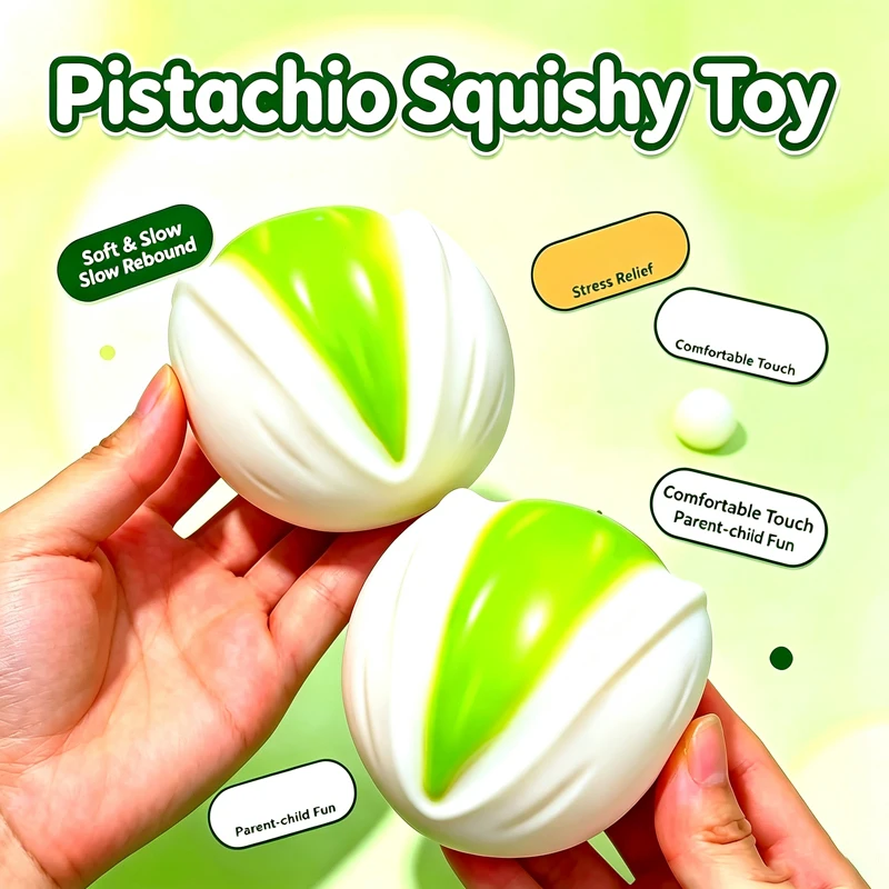 Pistachio Squishy Decor Toy Soft Slow Rebound Stress Relief Fidget Hand Squeeze Toy Ornament for Home Tabletop Decoration Gift