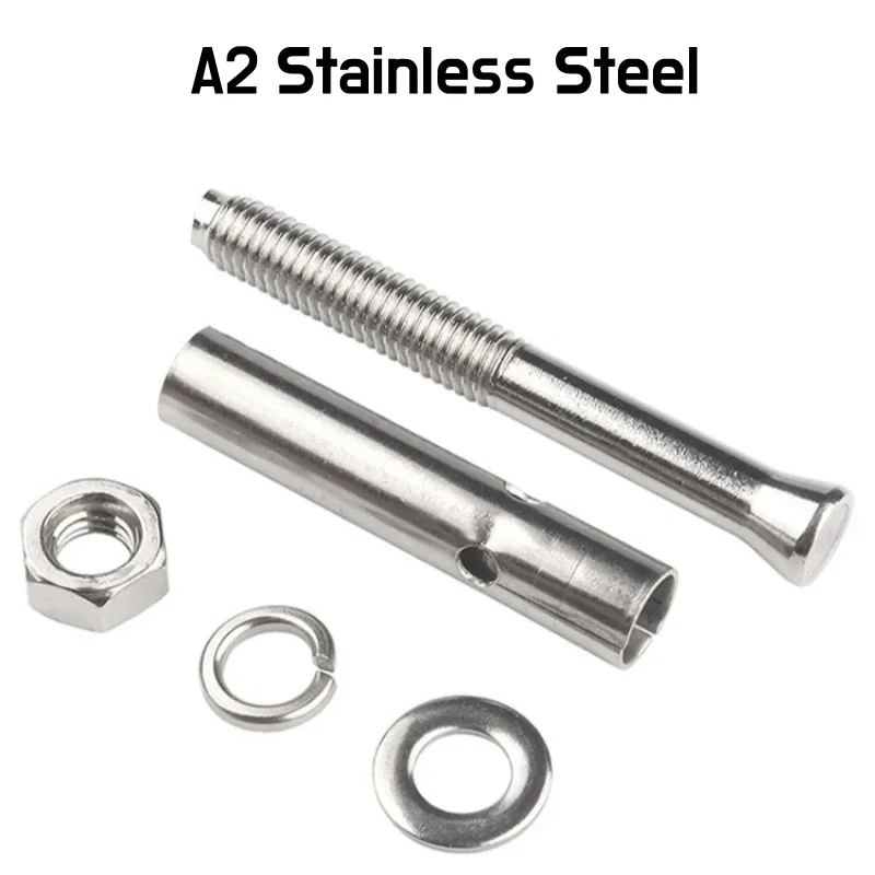 304 Stainless Steel Heavy Duty Expansion Bolt Anchor Sleeve Concrete Anchor Bolt Link Rod Wall Fastener Nail M6M8M10M12M14M16M20 3