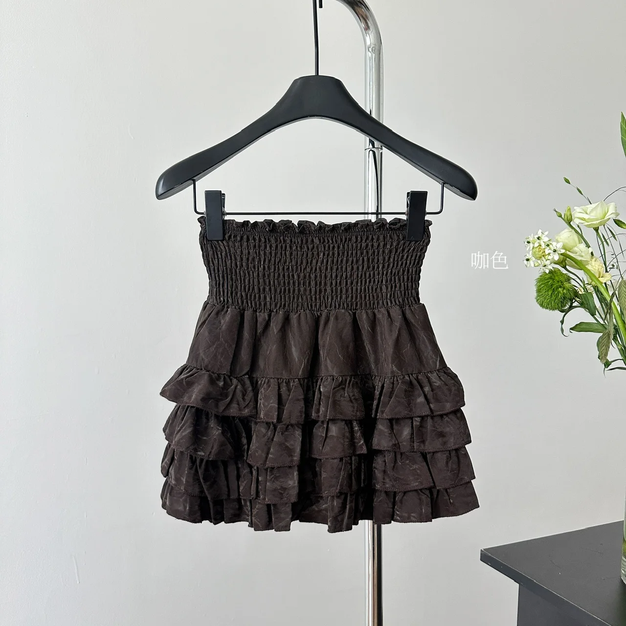 

2024 Autumn New Arrival Multi Layer Velour Ruffles Fluffy Short Mini Skirt Women High Waist Short Skirts Female