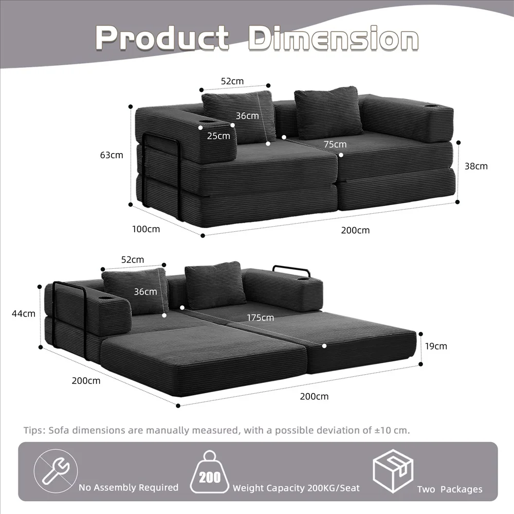 Modernes Frei Kombinierbares Modulares Ecksofa Olivgrüner Cord Convertible Couch mit Getränkehaltern Platzsparende Möbel – Detail 36