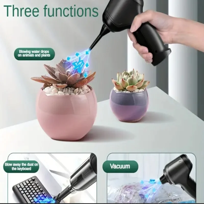 مكنسة كهربائية لاسلكية قوية 3 في 1 |   قابلة لإعادة الشحن عبر USB، وقت تشغيل 60 دقيقة |   مدمج لإزالة شعر المنزل والسيارة والحيوانات الأليفة |   الغبار و د