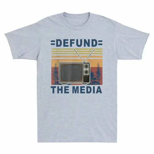 Defund the Media   Vintage Political Protest Against fake News Tee Anime Graphic T-shirts unisex  100%Cotton