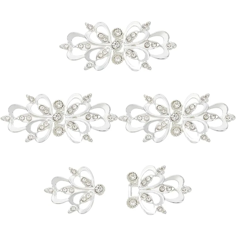 4 قطعة مشبك عباءة السحابات سترة خمر دوامة كليب كيب كليب مع حجر الراين الأزهار شكل المفاجئة المشابك سترة #1