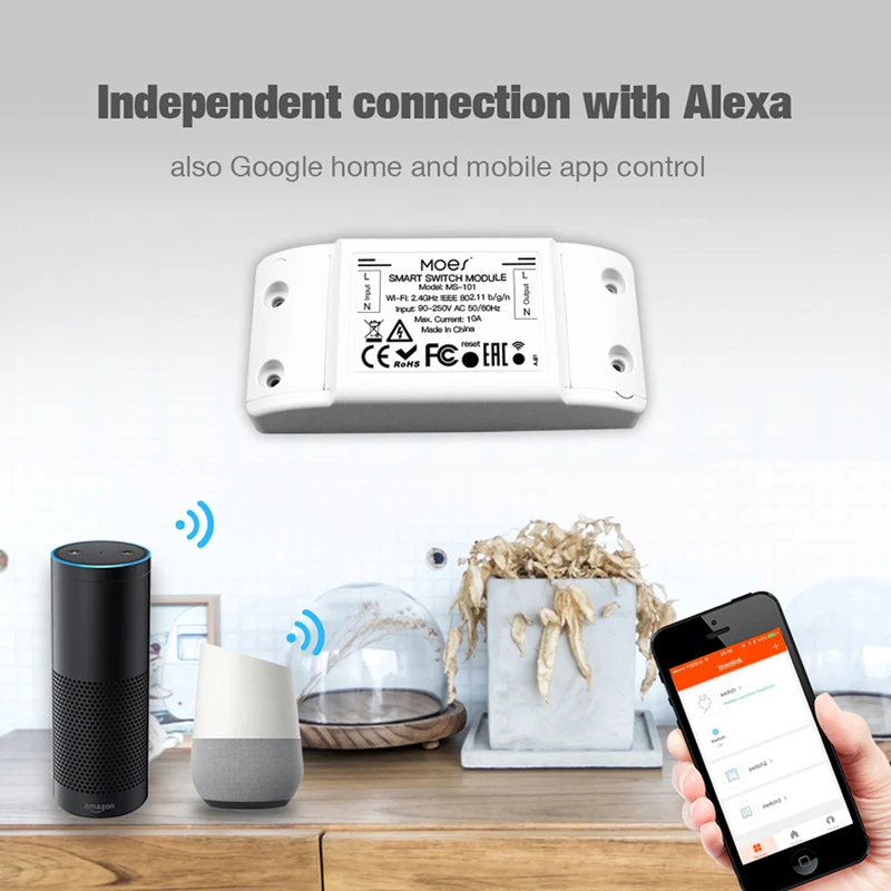 Xiaomi 16A WiFi Smart Switch Smart Home Wireless Control Relay Breaker Remote Voice Control Support Alexa Google Home Ewelink