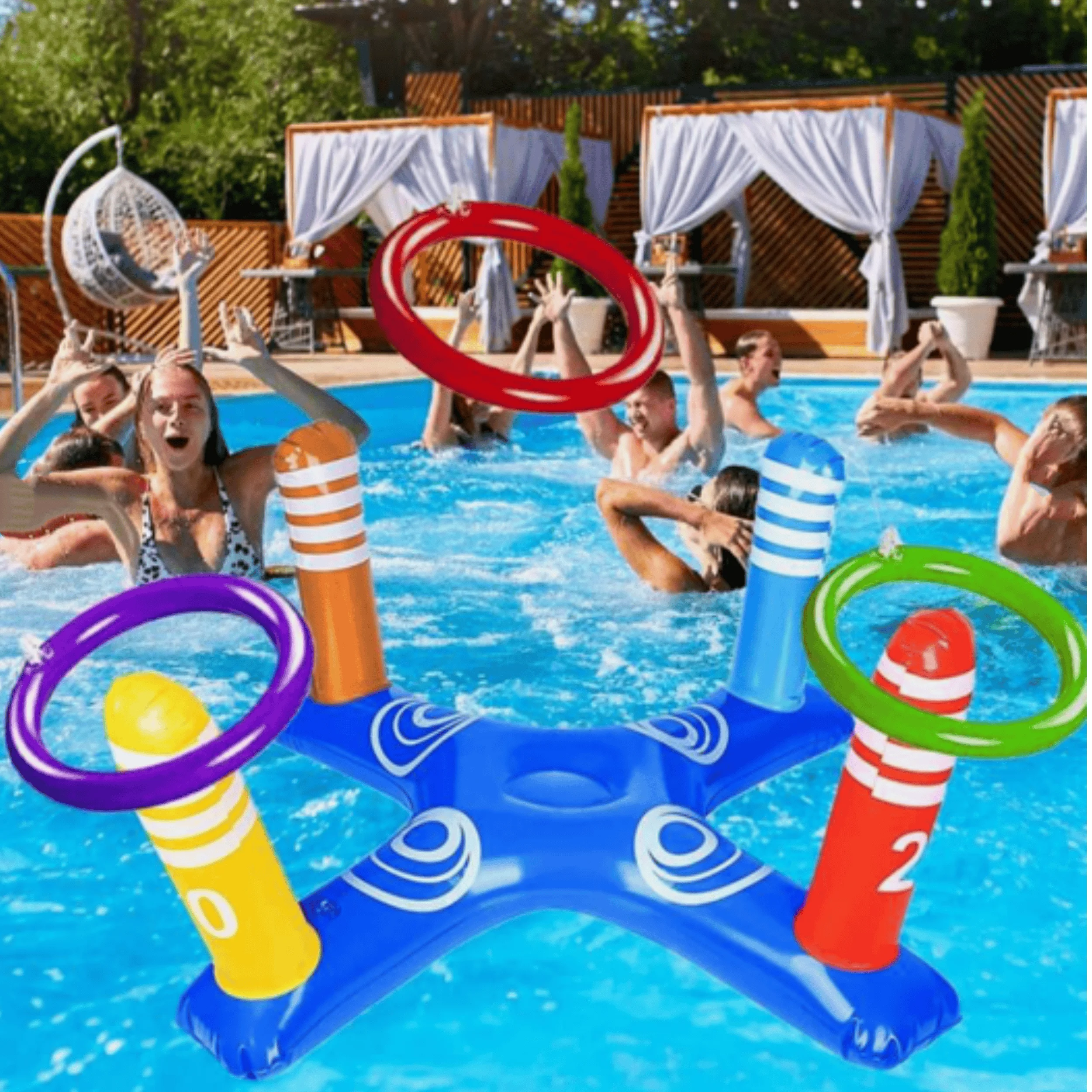 مجموعة واحدة من ألعاب الرمي المتقاطعة القابلة للنفخ - لعبة رمي المياه لحفلات حمام السباحة للحفلات الصيفية، والمتعة الخارجية والألعاب المائية، والحفلات