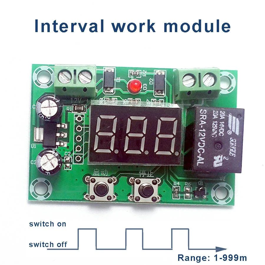 

Interval work module 0-999 minutes timed work module intermittent output switch control board