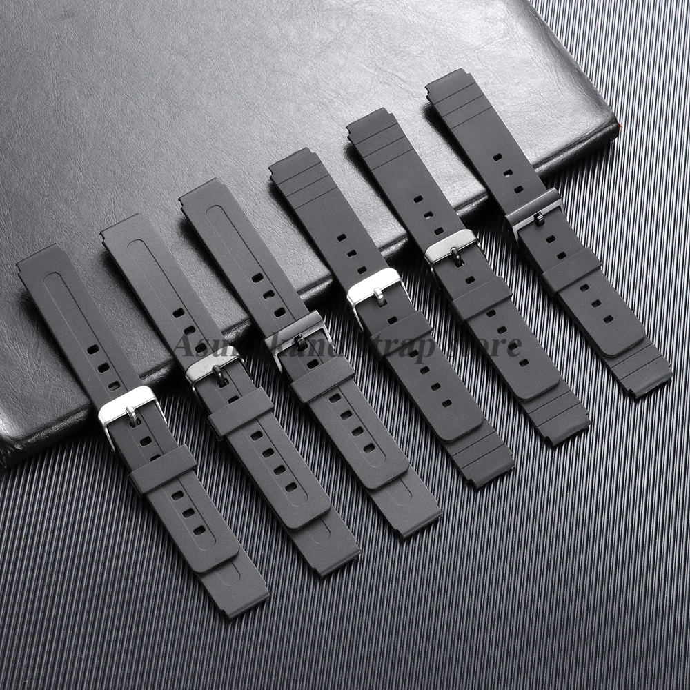 Correa de silicona de resina de 16mm para Casio MQ-24 MQ-58 MQ-71 MQ-76 MW-59, correa de reloj deportiva impermeable para estudiantes, accesorios de pulsera para hombre