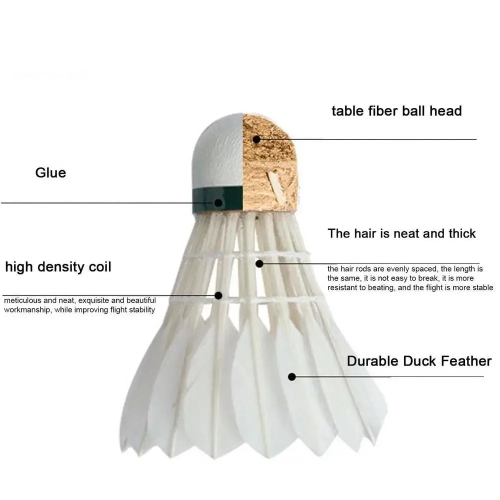 3x Badminton Shuttlecocks Professional White High Speed Duck Feather Badminton Ball for Game Training Sport Practice Youth