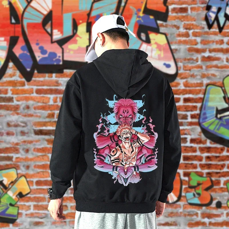 Ryoumen Sukuna anime grafico stampato con cappuccio jujutsu Kaisen uomo donna felpe con cappuccio plus size felpa Harajuku pullover unisex