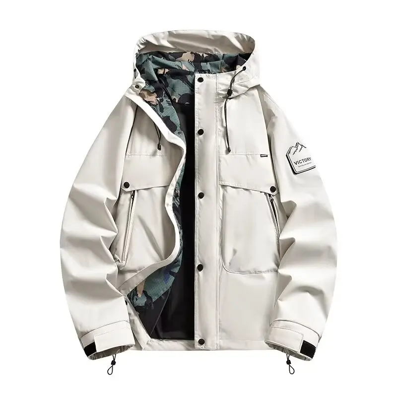 

Loose Men's Casual American Workwear Windbreaker Jaet Spring Autumn Large Size Youth ular Polyester Fiber Long Sve